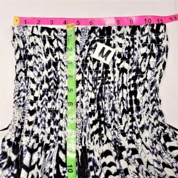 Strapless Smocked Jumpsuit Romper Black and White - Size M, Size XL - Picture 5 of 16